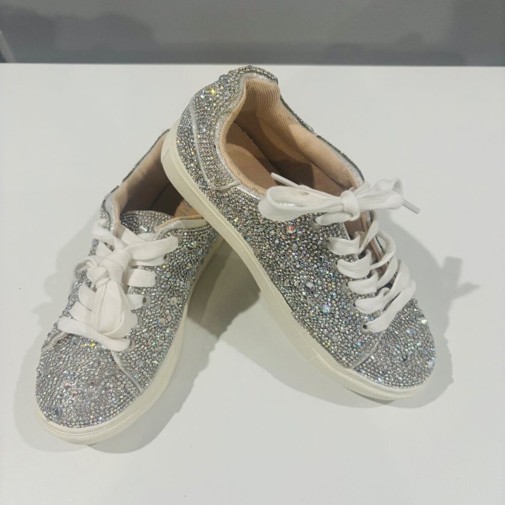 Betsey Johnson Girls' Sidny Rhinestone Sneakers Size 1